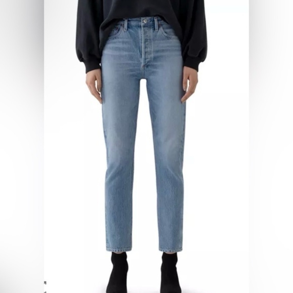 AGOLDE Remy High-Rise Straight Organic-Cotton Stretch Jeans in Collision 28
